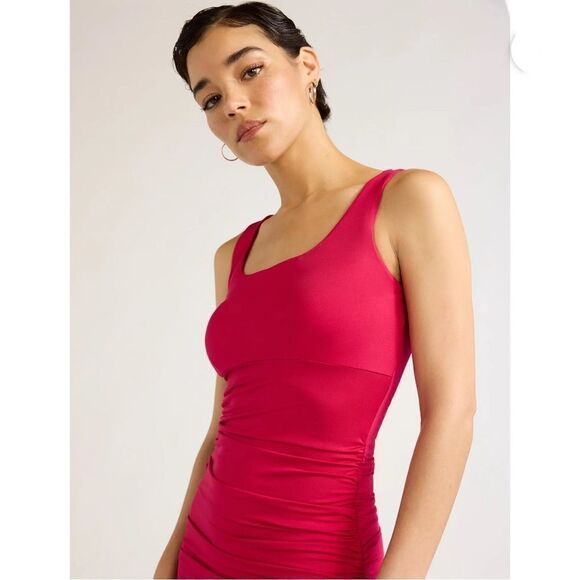 Sofia Womens Body Sculpting Ruched Tank Dress, Below Knee Length 2-Pack Size XXL - Picture 8 of 10